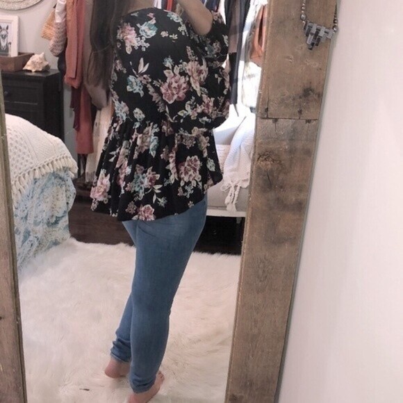 Altar’D State size medium black floral boho babydoll top - Picture 3 of 7